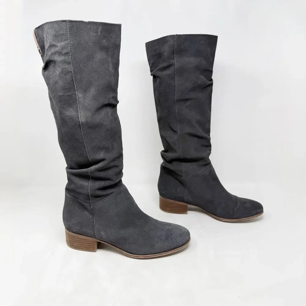 [Steve Madden] Gray Pondrosa Suede Leather Tall Knee High Slouchy Boots Size 9